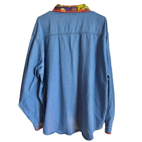 Vtg Shane Lee blue denim Halloween applique button up shirt Womens 2XL (fits XL) - Picture 3 of 8